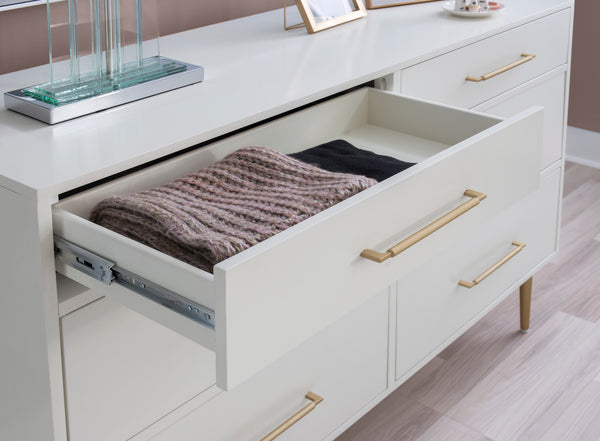 GWYNETH GLAM WHITE 6 DRAWER DRESSER