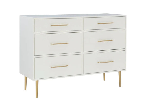 GWYNETH GLAM WHITE 6 DRAWER DRESSER - Gifts for You 'n Me