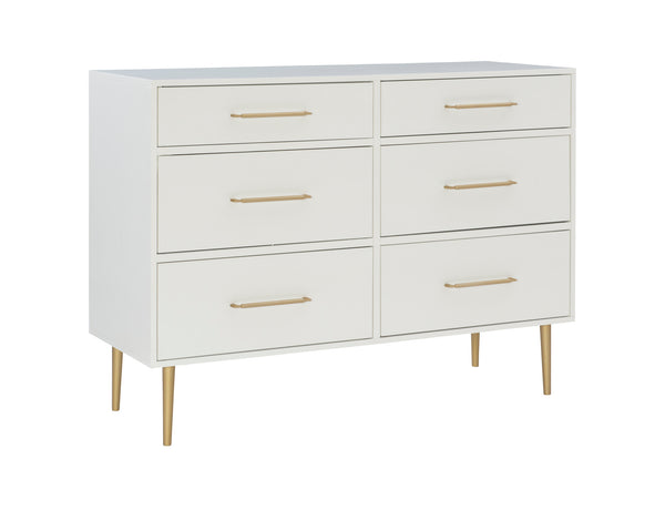 GWYNETH GLAM WHITE 6 DRAWER DRESSER