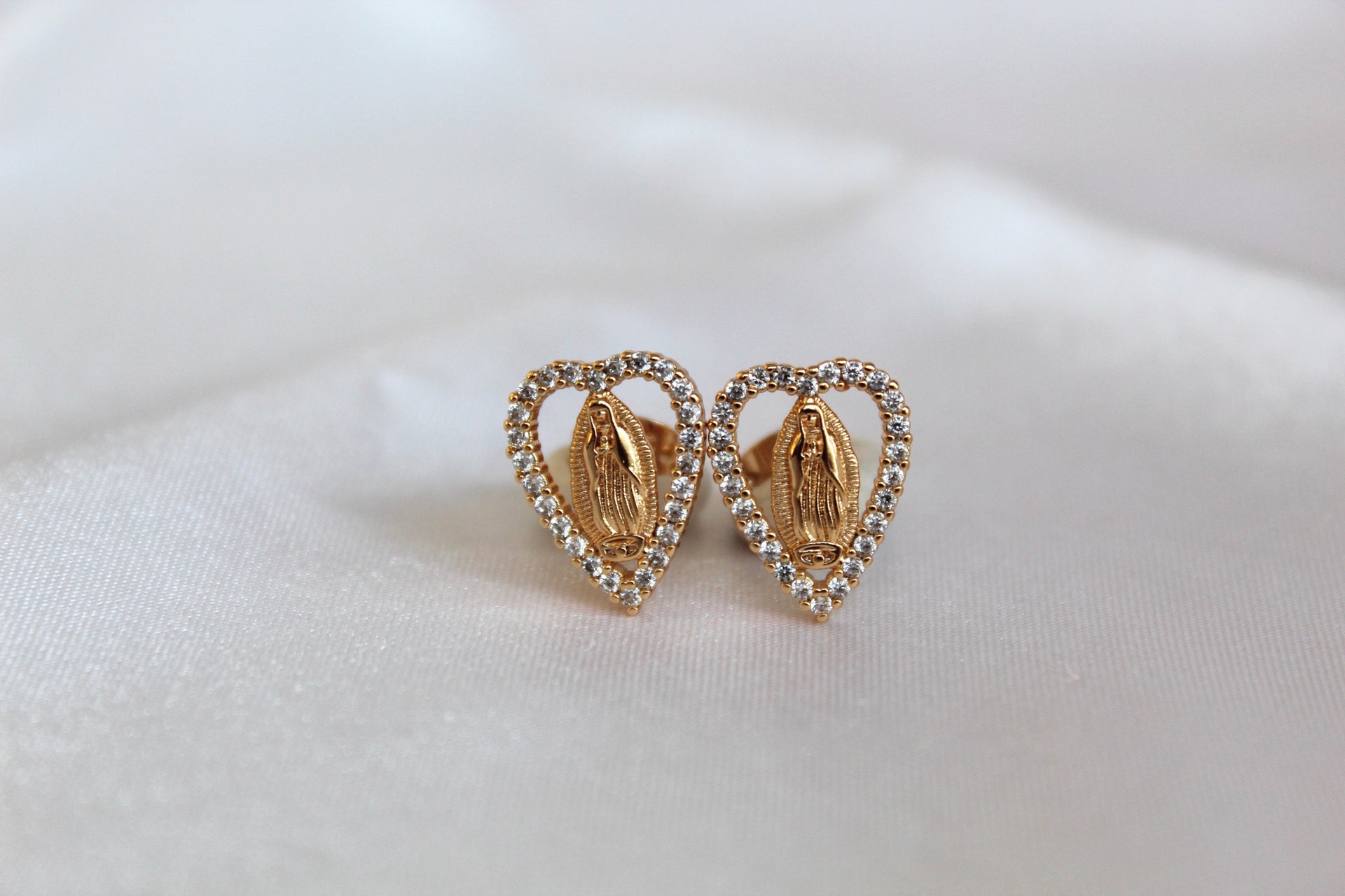 Our Lady of Guadalupe Heart Earrings