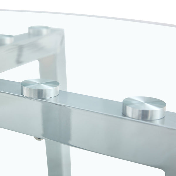 Modern minimalist circular tempered glass table for kitchen, dining and living room