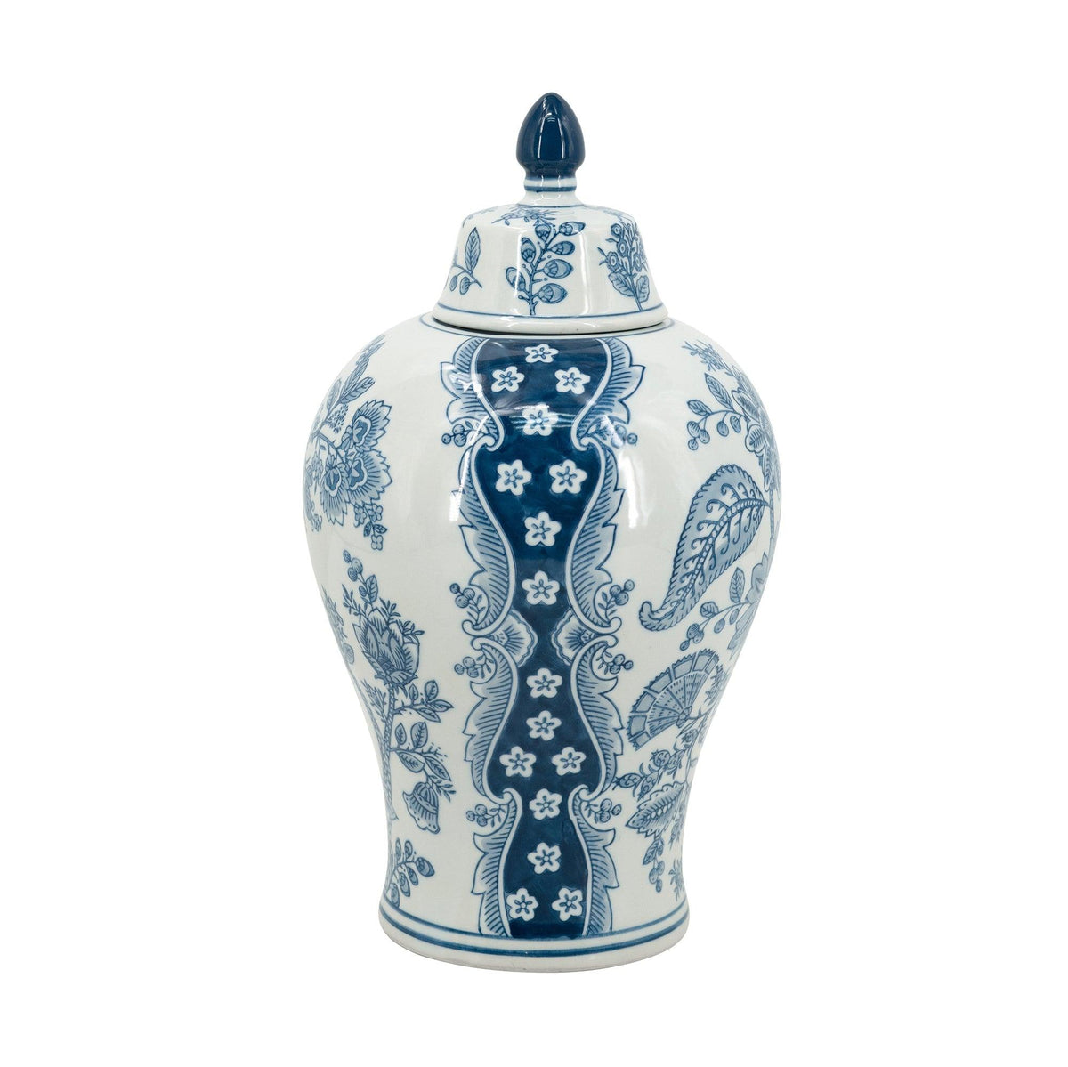 Blue & White Porcelain  Chinoiserie Decorative Storage Vase