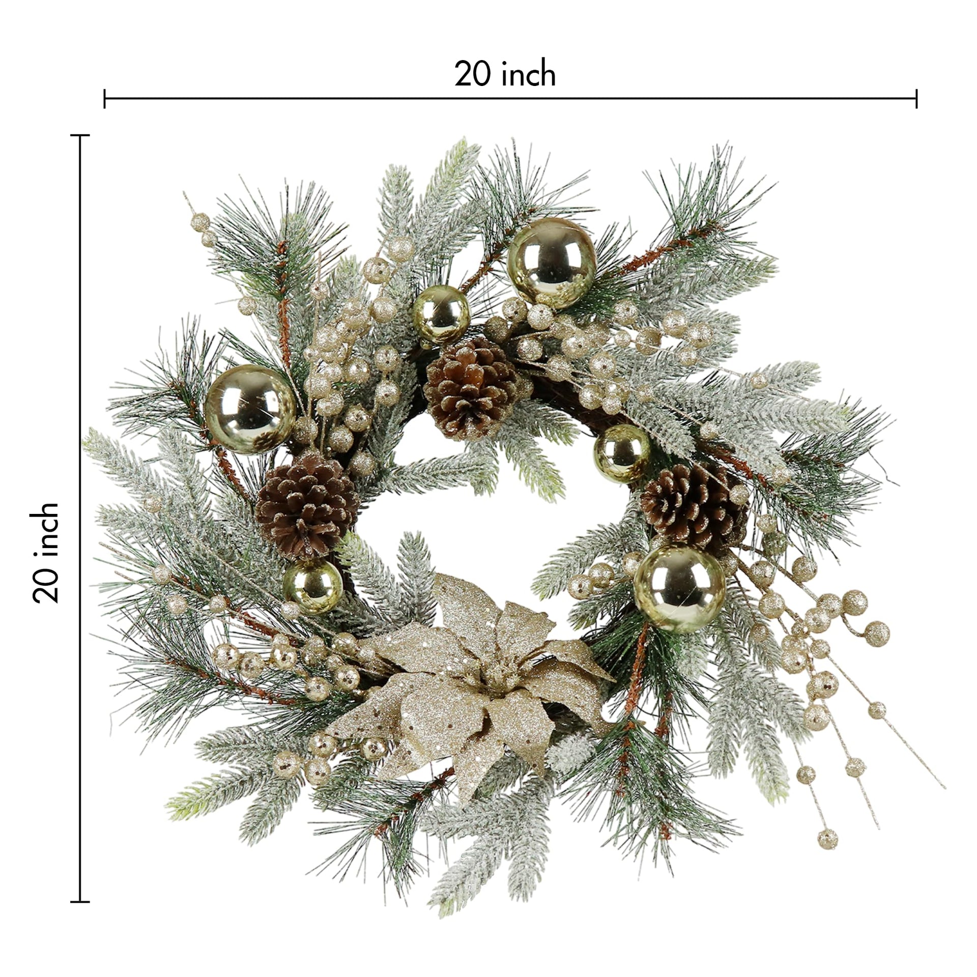 Christmas Wreath 20 Inch Christmas Door Decorations Wreath with Warm Lights V.I.P Digital Presence