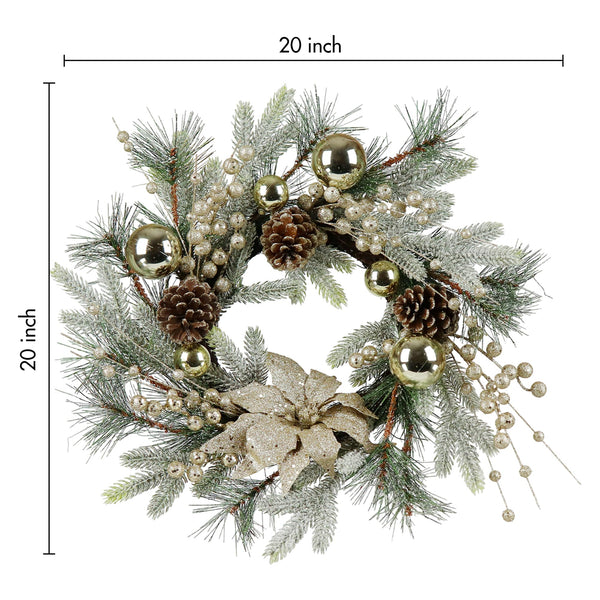 Christmas Wreath 20 Inch Christmas Door Decorations Wreath with Warm Lights V.I.P Digital Presence