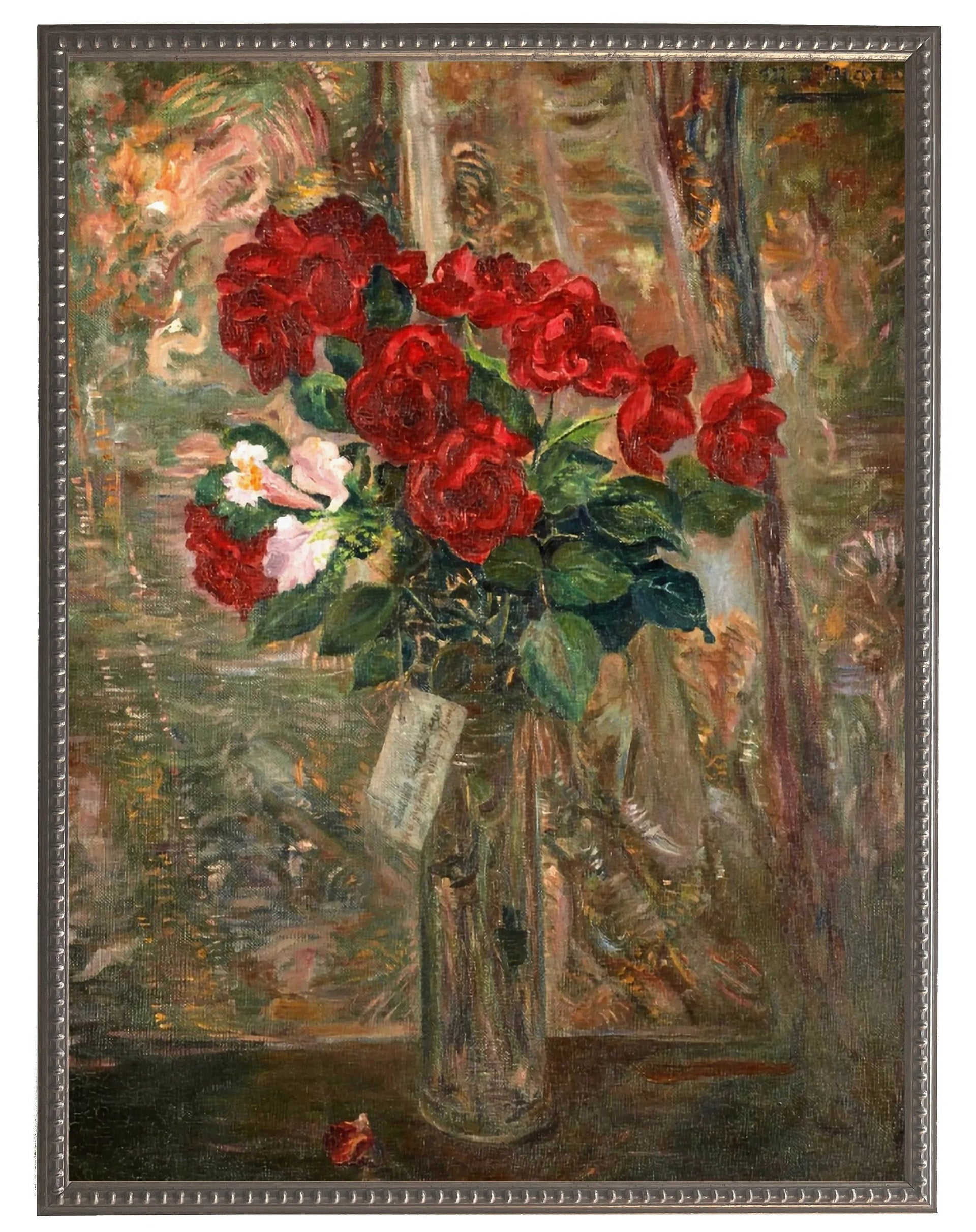 Vintage Floral Oil Painting Reproduction