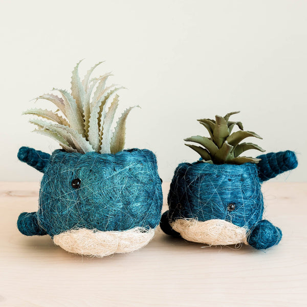 Wicker Whale Planter - Coco Planter
