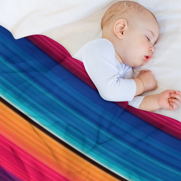 Mexican Blanket Striped Fiesta Serape Travel-friendly Throw Blanket