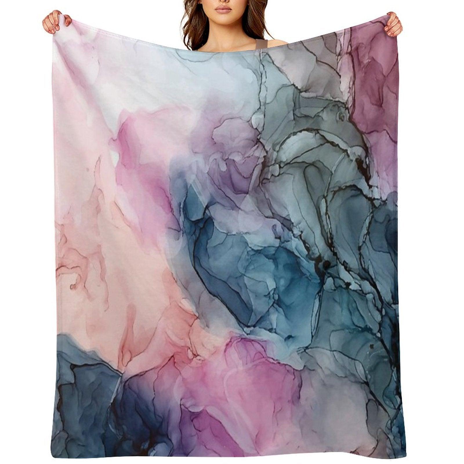 Heavenly Pastels 1 Original Abstract Ink Painting Throw Blanket