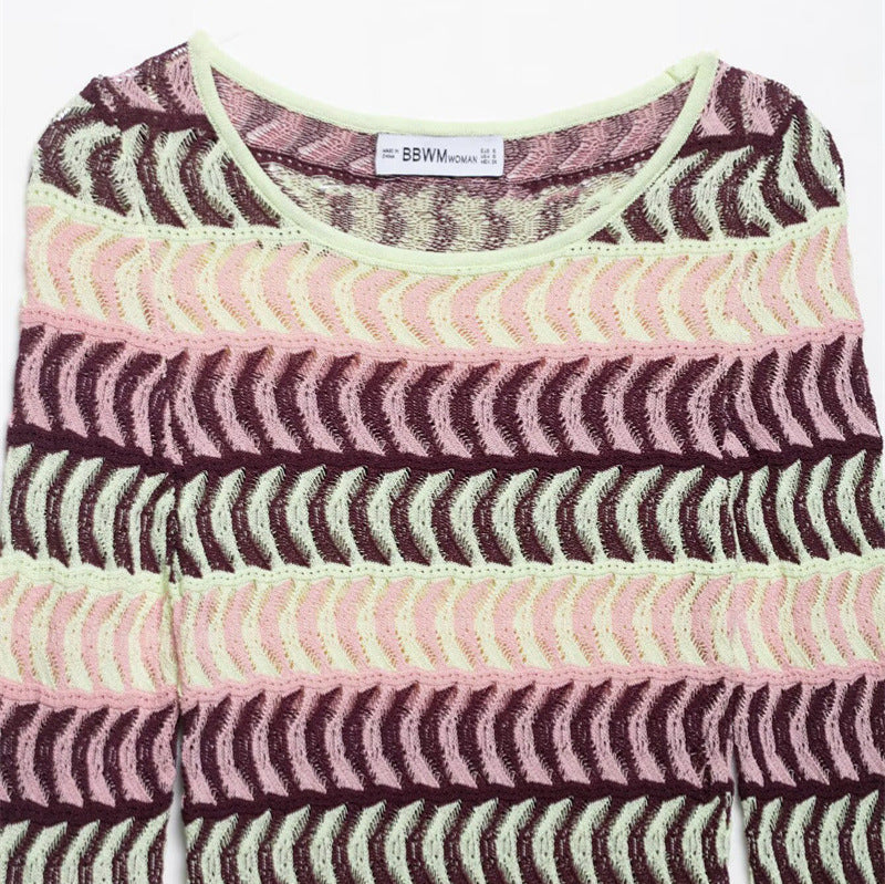 Style Women's Fashion Casual Long Sleeve Fitted Knit Dress