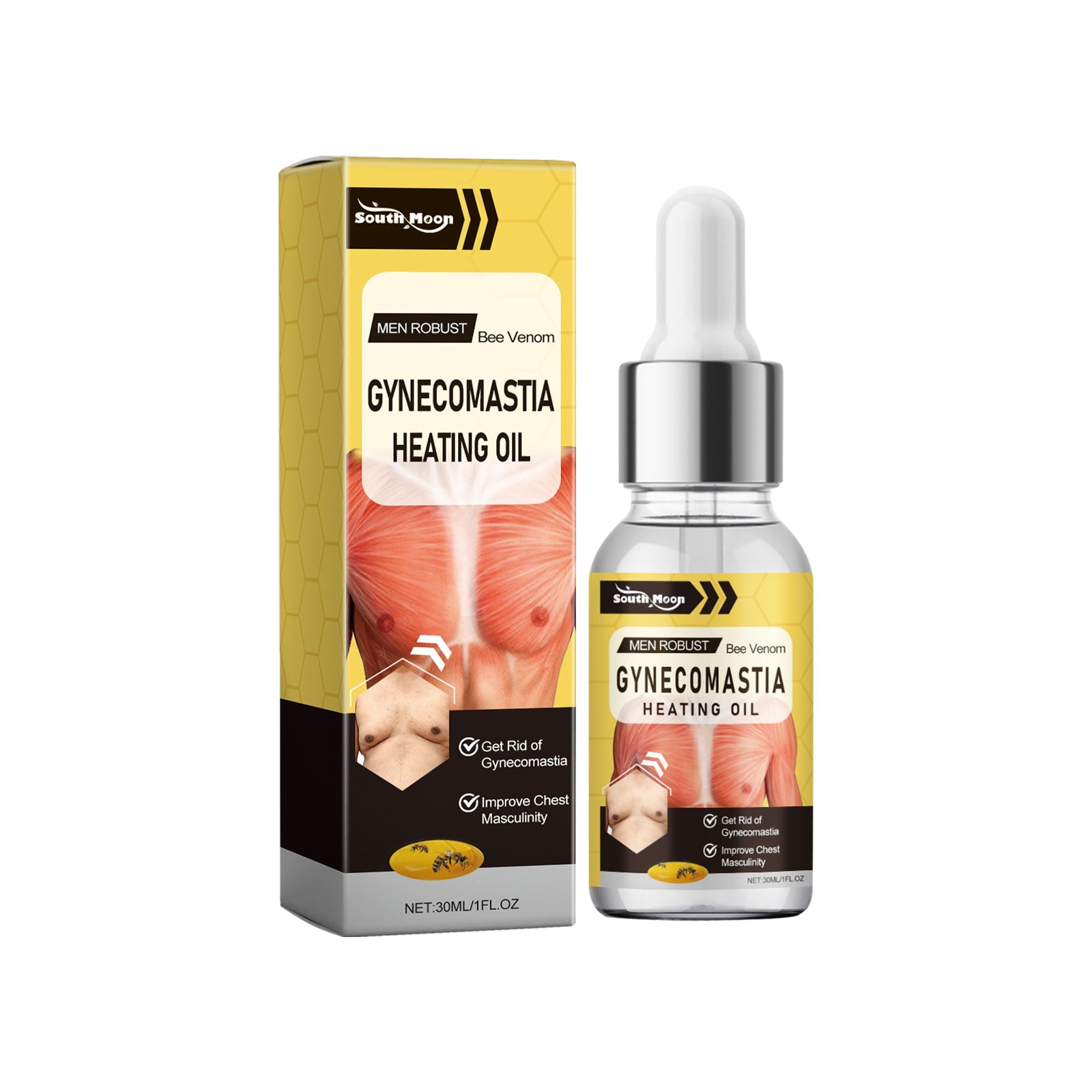 South Month Men's Chest Care Essential Oil, Chest Firming And Lifting Nourishing Skin Elasticity Care Oil