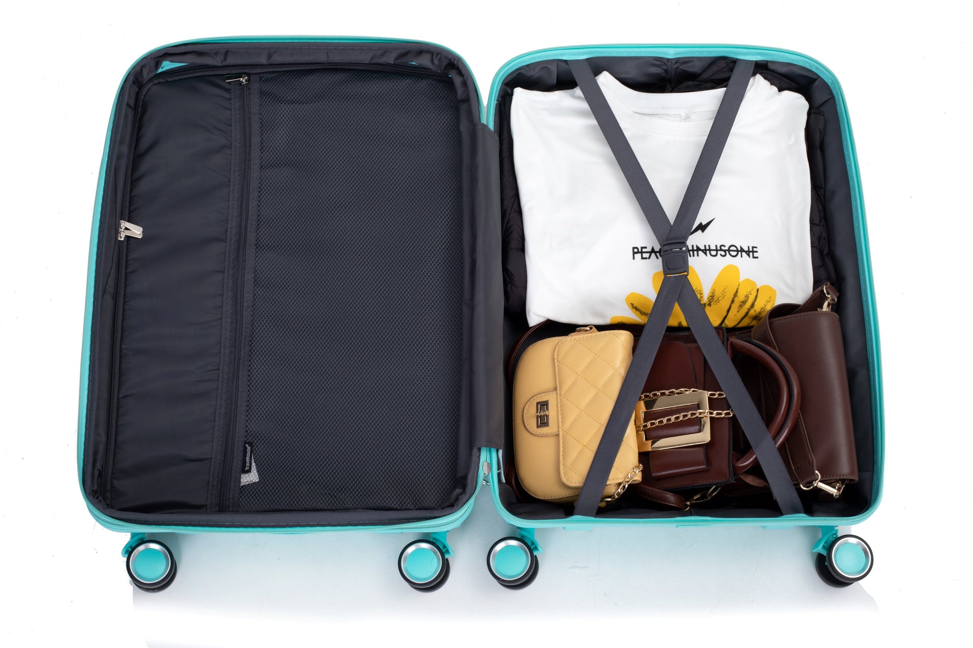 Expandable Hardshell Suitcase Double Spinner Wheels PP Luggage Sets Lightweight Durable 3-Piece Set (20/24/28) , Lake Blue