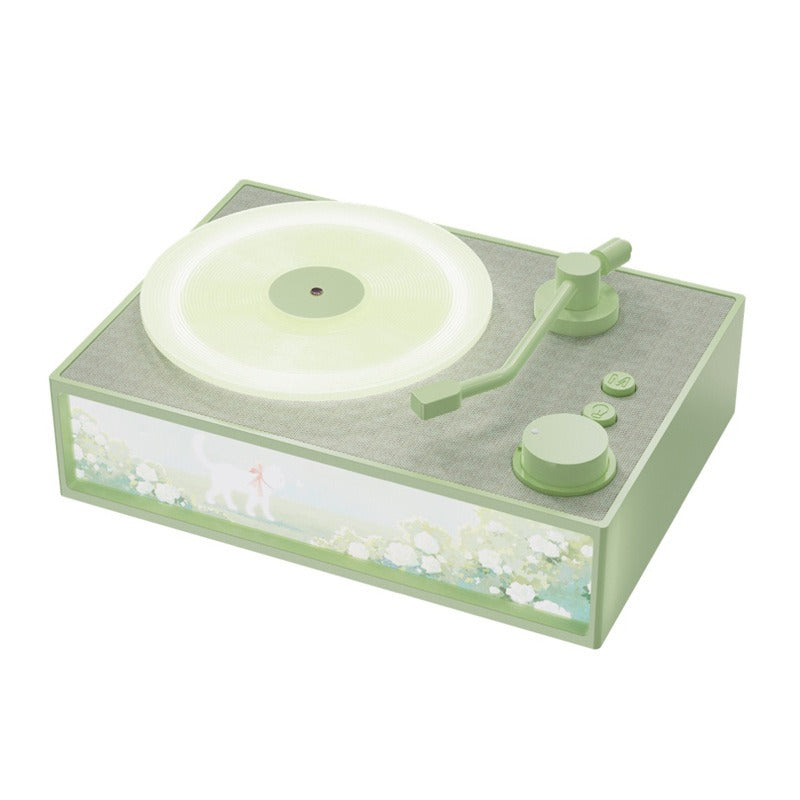 Wireless Bluetooth Speaker Aroma Diffuser Ambient Light Mini Speaker Retro Vinyl Record Player Home High-Quality Sound Gift X19