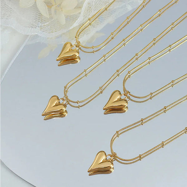Fashionable and minimalist heart-shaped necklace with titanium steel plated 18K real gold necklace
