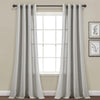 Faux Linen Grommet Window Curtain Panel Set