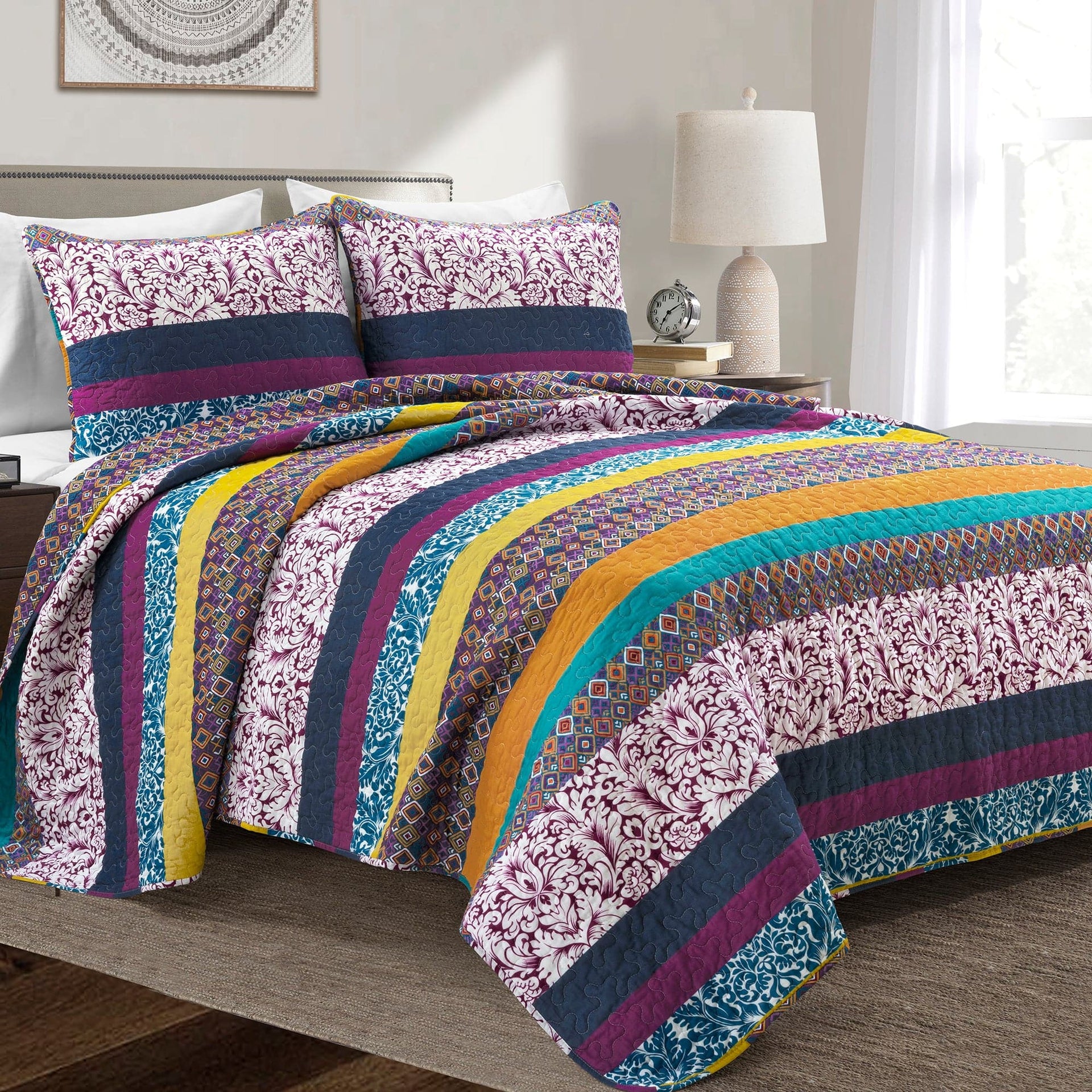 Boho Stripe Quilt Set