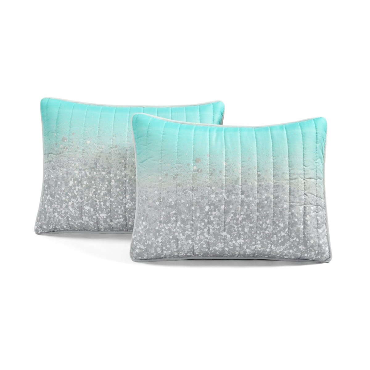 Glitter Ombre Metallic Print Quilt Set With Pillowcases