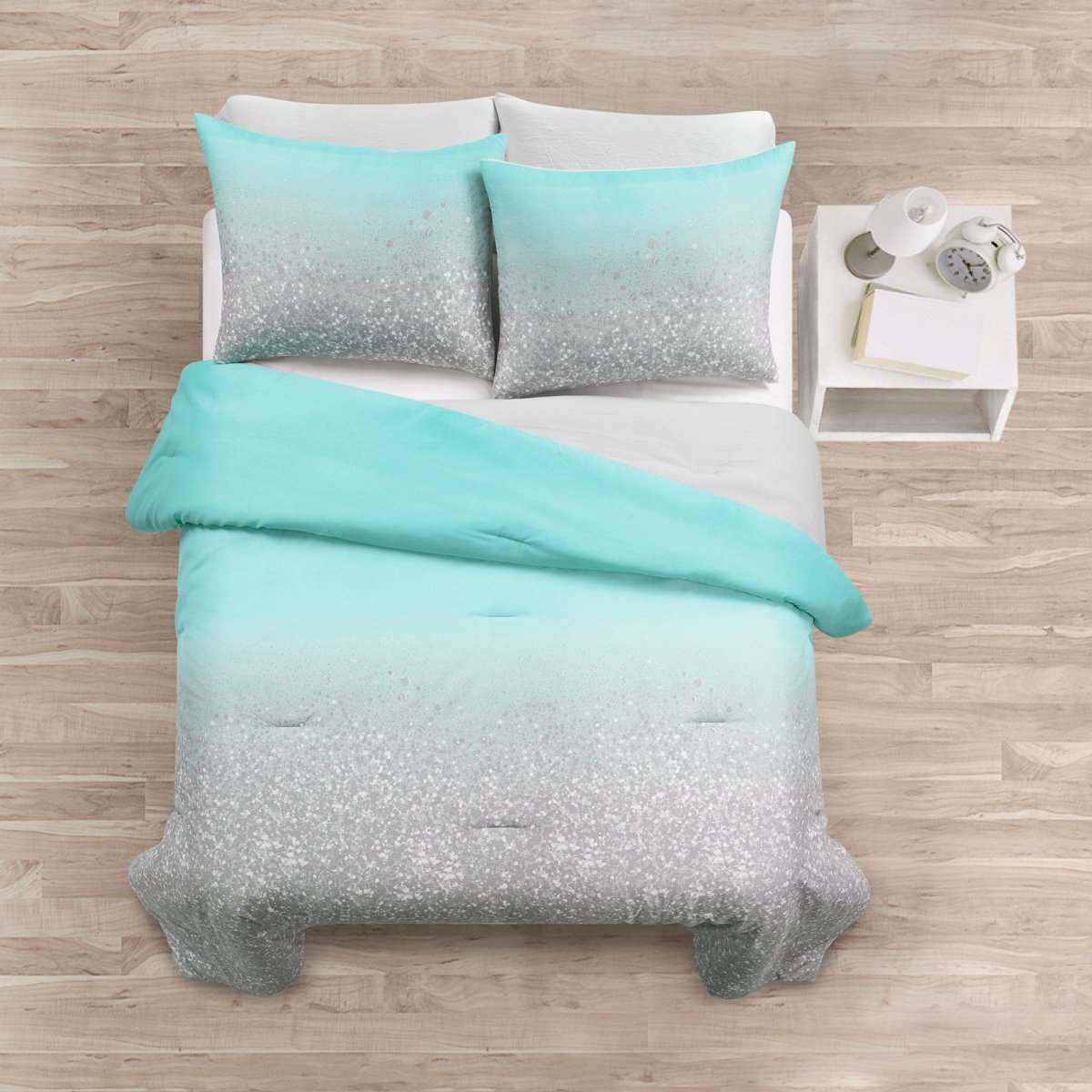 Glitter Ombre Metallic Print Comforter Set With Pillowcases