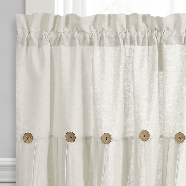 Linen Button Kitchen Window Tiers Set
