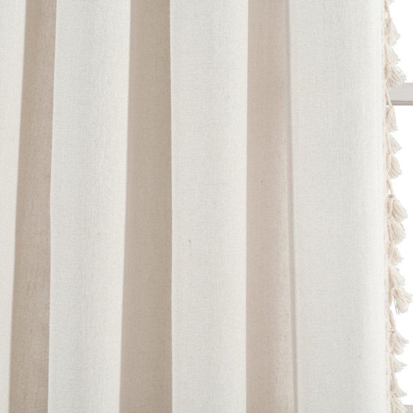 Faux Linen Tassel Window Curtain Panel