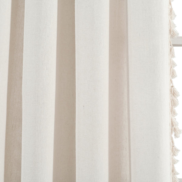 Faux Linen Tassel Window Curtain Panel