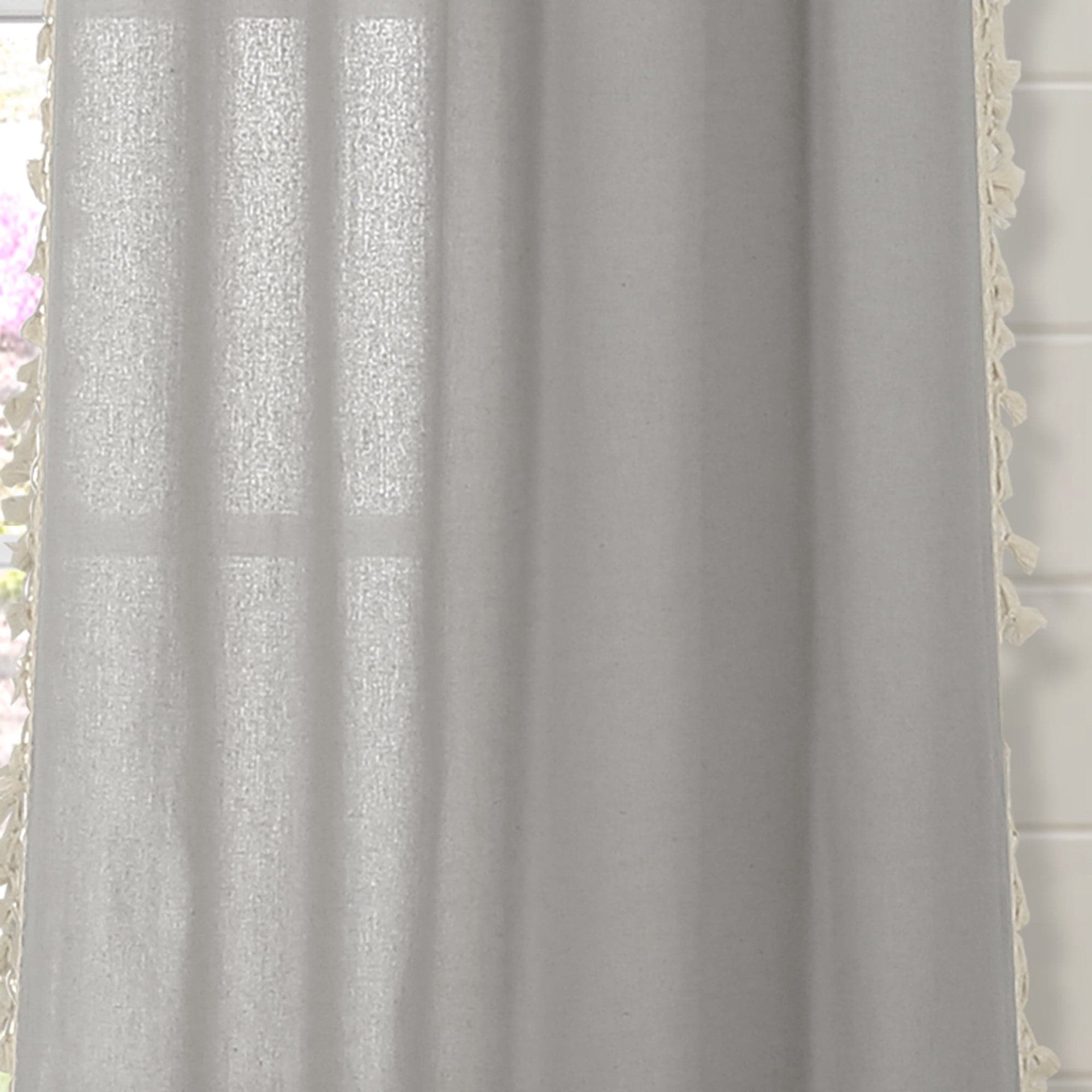 Faux Linen Tassel Window Curtain Panel