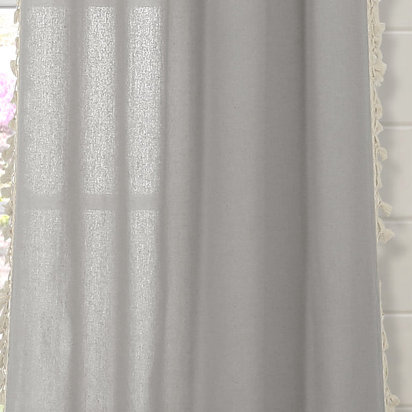Faux Linen Tassel Window Curtain Panel