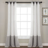 Faux Linen Grommet Color Block Window Curtain Panel
