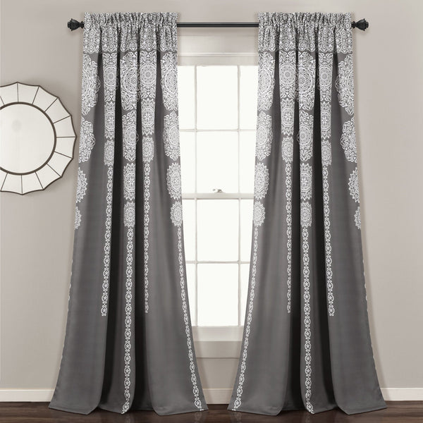 Stripe Medallion Light Filtering Window Curtain Set