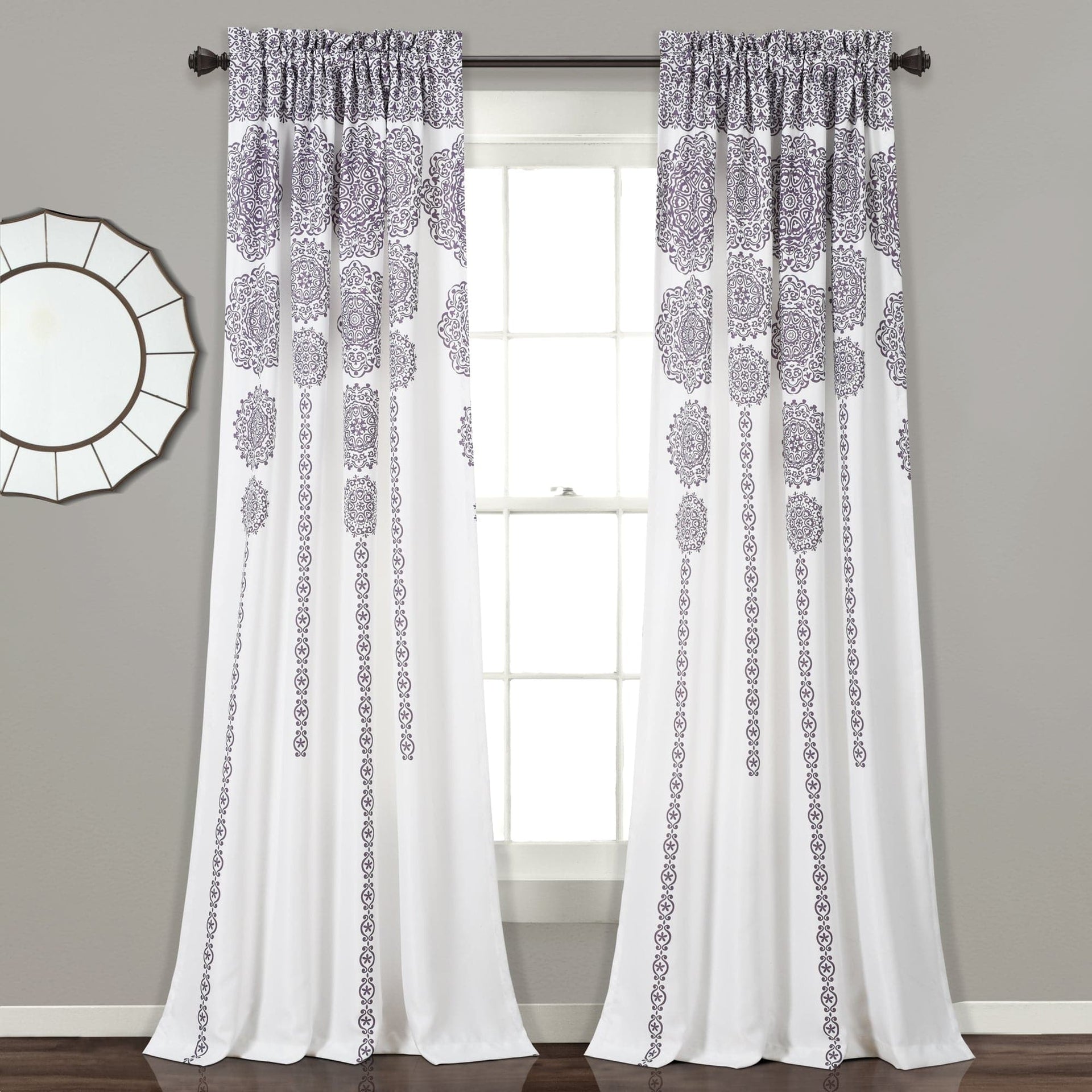 Stripe Medallion Light Filtering Window Curtain Set