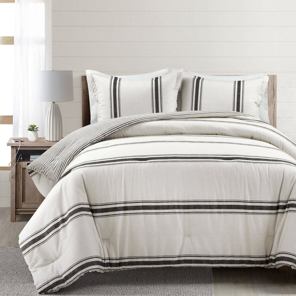 Farmhouse Stripe Reversible Comforter Set