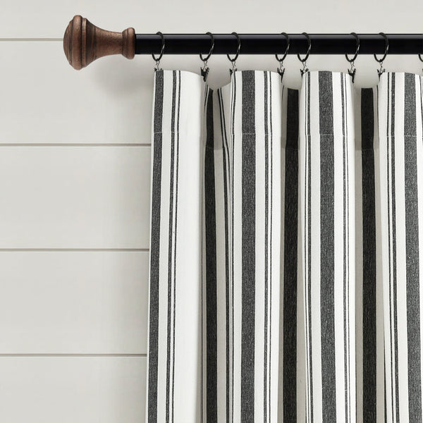 Farmhouse Stripe Yarn Dyed Recycled Cotton Blend Window Curtain Panel Set