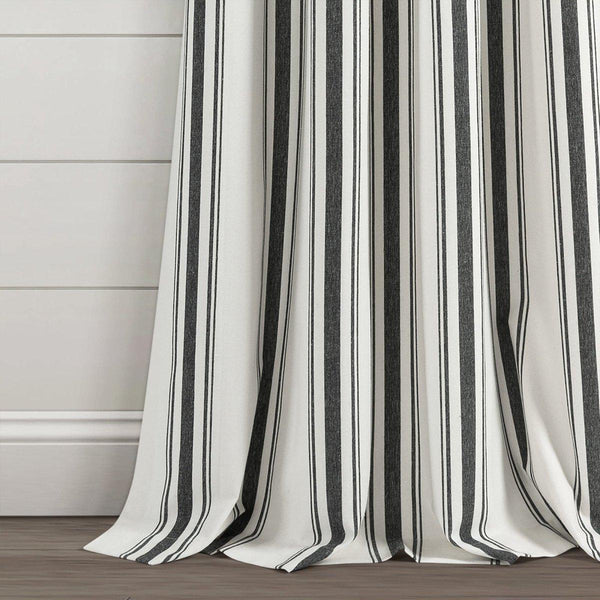 Farmhouse Stripe Yarn Dyed Recycled Cotton Blend Window Curtain Panel Set