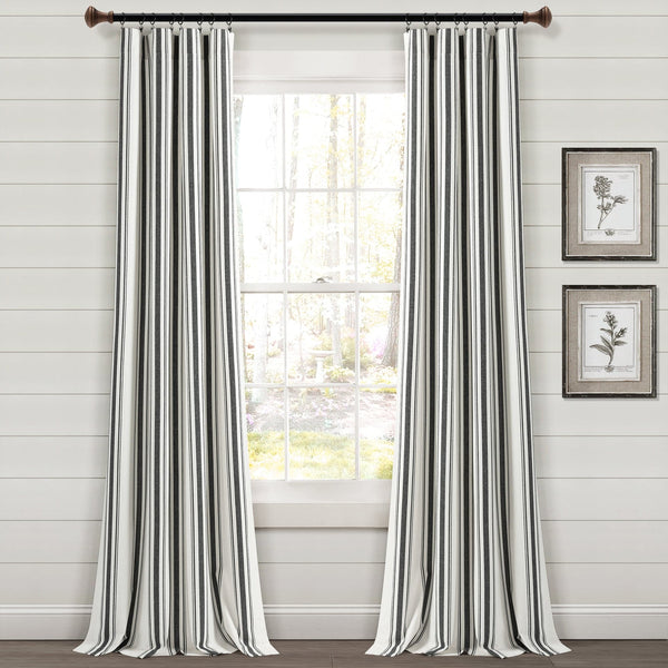 Farmhouse Stripe Yarn Dyed Recycled Cotton Blend Window Curtain Panel Set