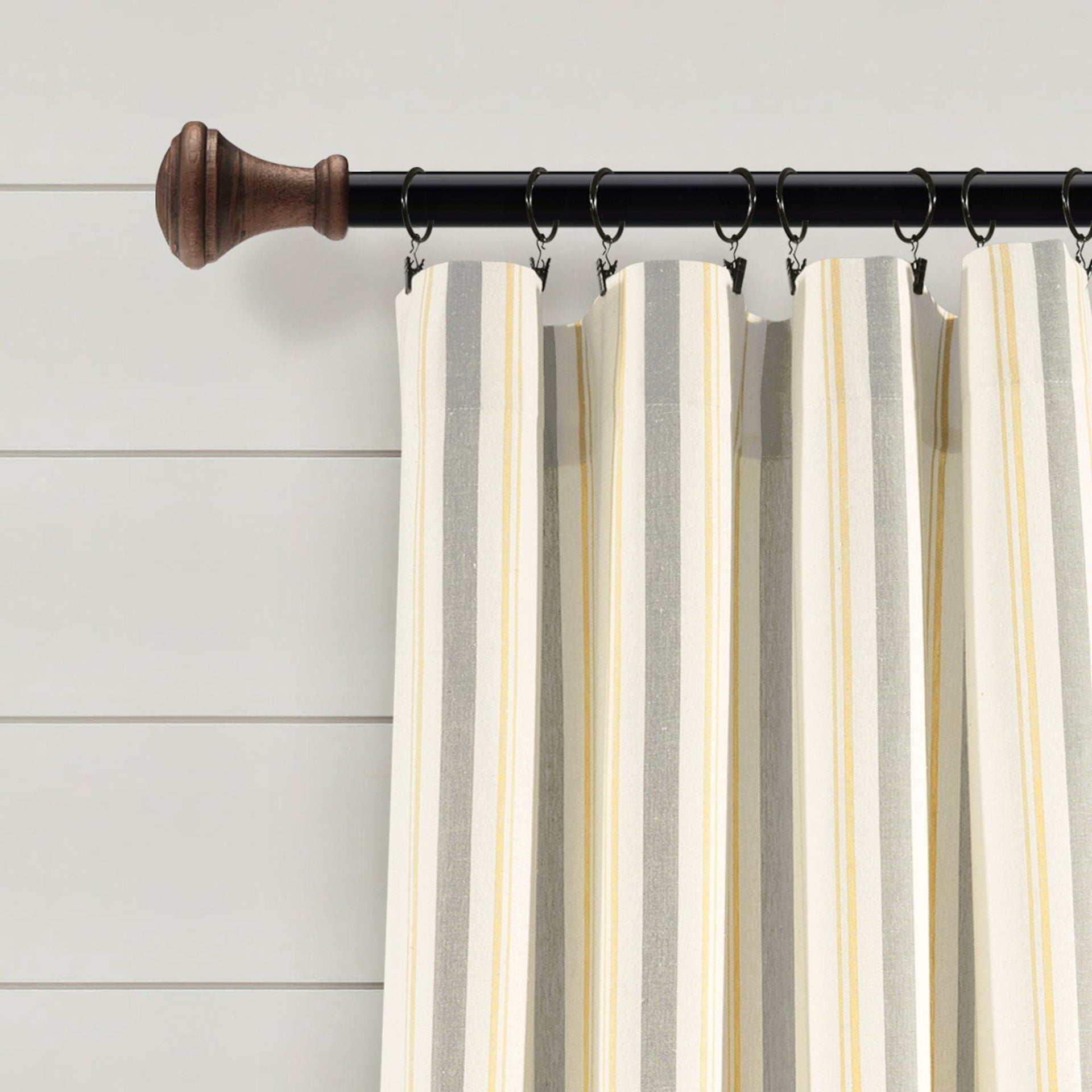 Farmhouse Stripe Yarn Dyed Recycled Cotton Blend Window Curtain Panel Set