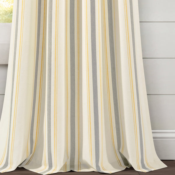 Farmhouse Stripe Yarn Dyed Recycled Cotton Blend Window Curtain Panel Set