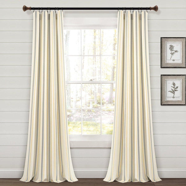 Farmhouse Stripe Yarn Dyed Recycled Cotton Blend Window Curtain Panel Set
