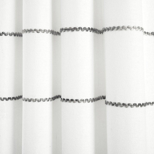 Farmhouse Boho Stripe Woven Tassel Yarn Dyed Recycled Cotton Blend Window Curtain Panel Set