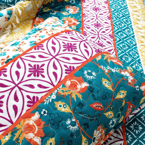 Emily Boho Stripe Reversible 3 Piece Quilt Set
