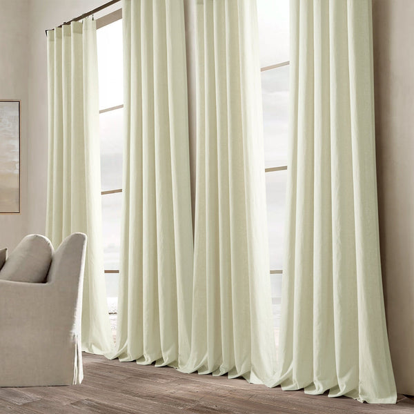 Belgian Flax Prewashed Linen Rich Cotton Blend Window Curtain Panel