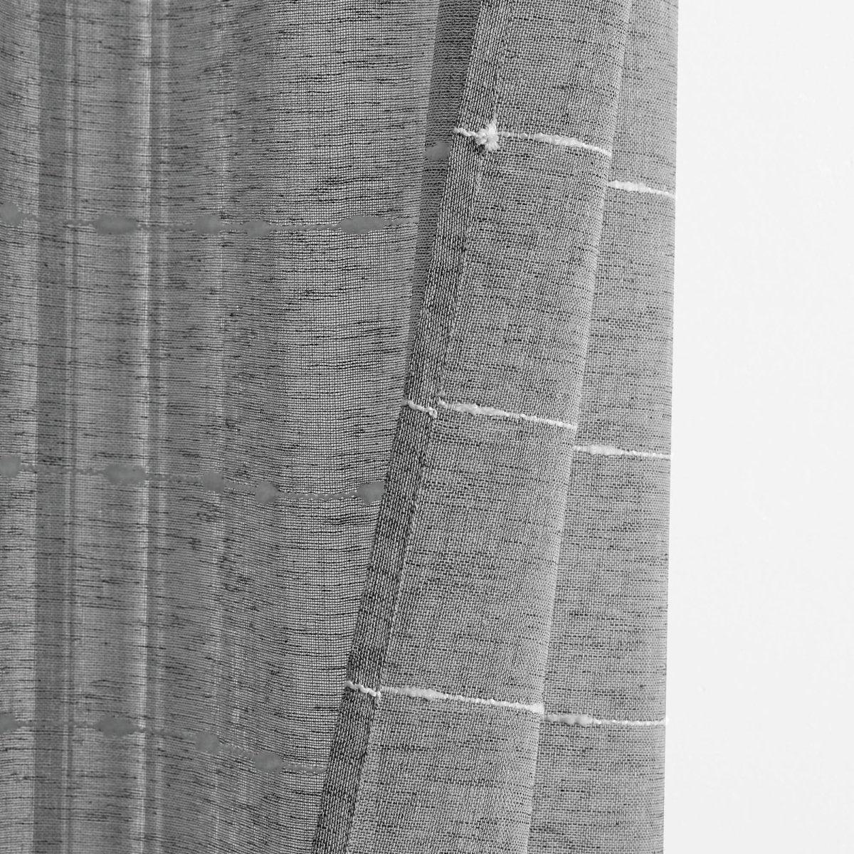 Farmhouse Textured Grommet Sheer Window Curtain Panel Set