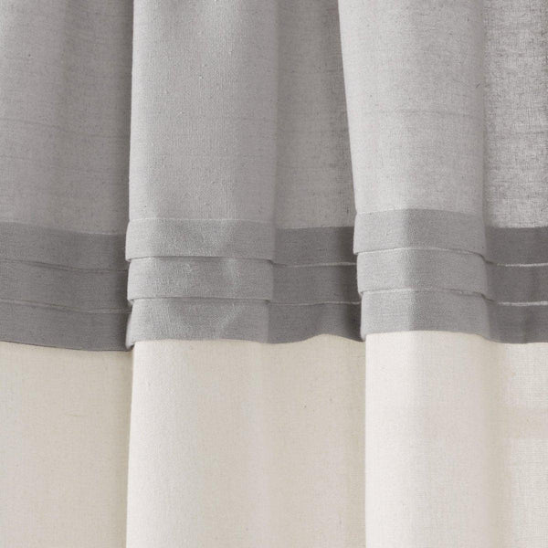 Farmhouse Faux Linen Colorblock Pleated Window Curtains