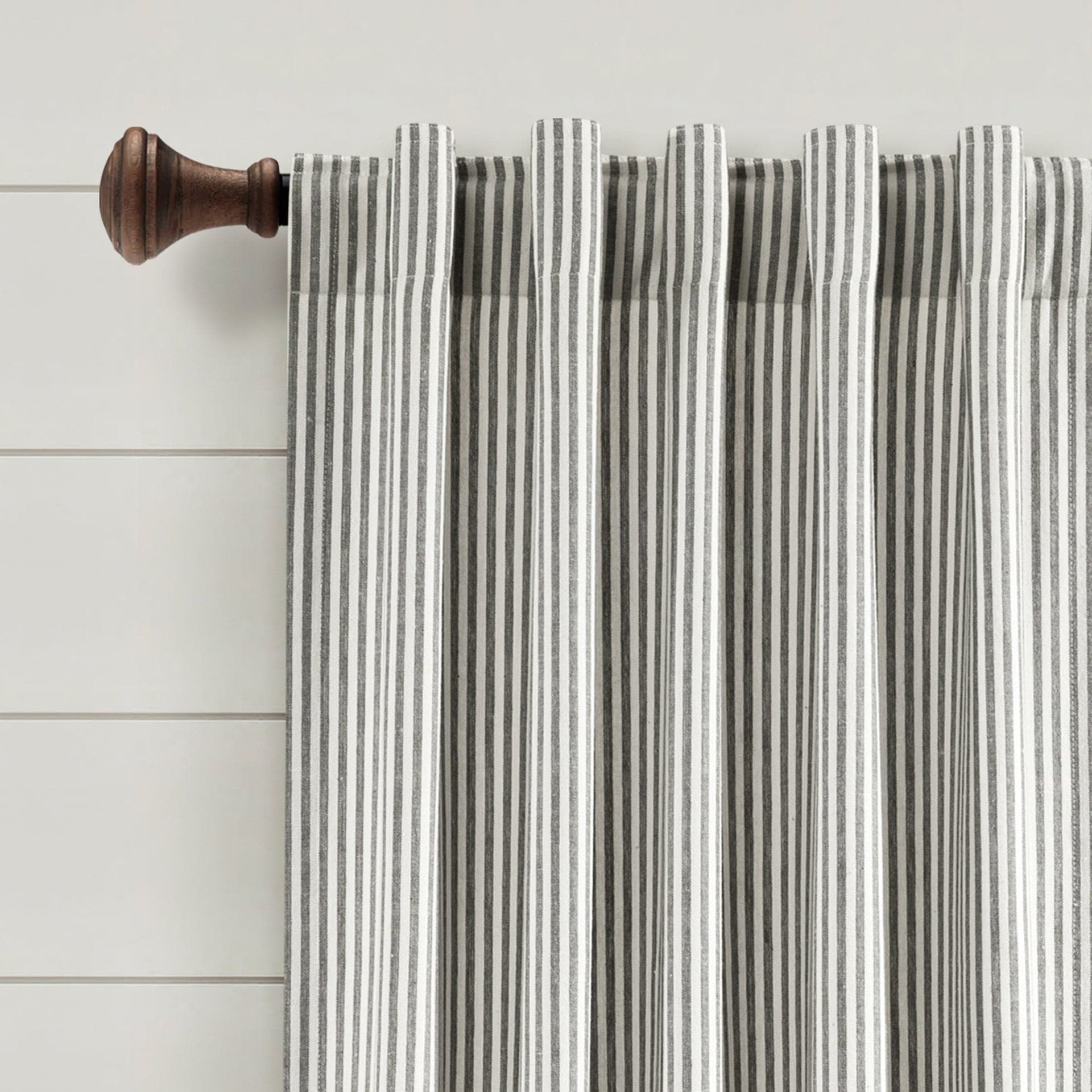Farmhouse Vintage Stripe Recycled Cotton Blend Window Curtain Panel Set