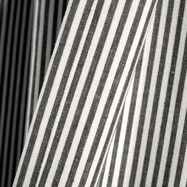 Farmhouse Vintage Stripe Recycled Cotton Blend Window Curtain Panel Set