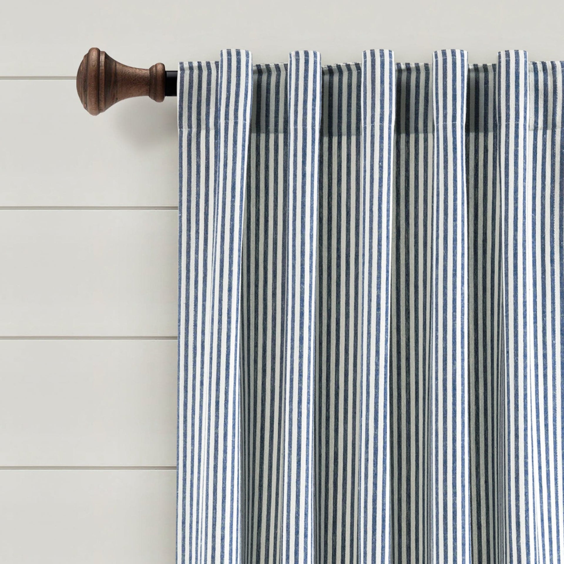 Farmhouse Vintage Stripe Recycled Cotton Blend Window Curtain Panel Set