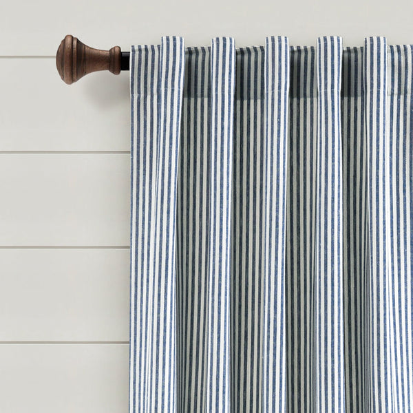 Farmhouse Vintage Stripe Recycled Cotton Blend Window Curtain Panel Set