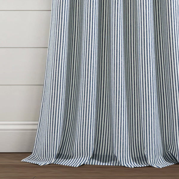 Farmhouse Vintage Stripe Recycled Cotton Blend Window Curtain Panel Set