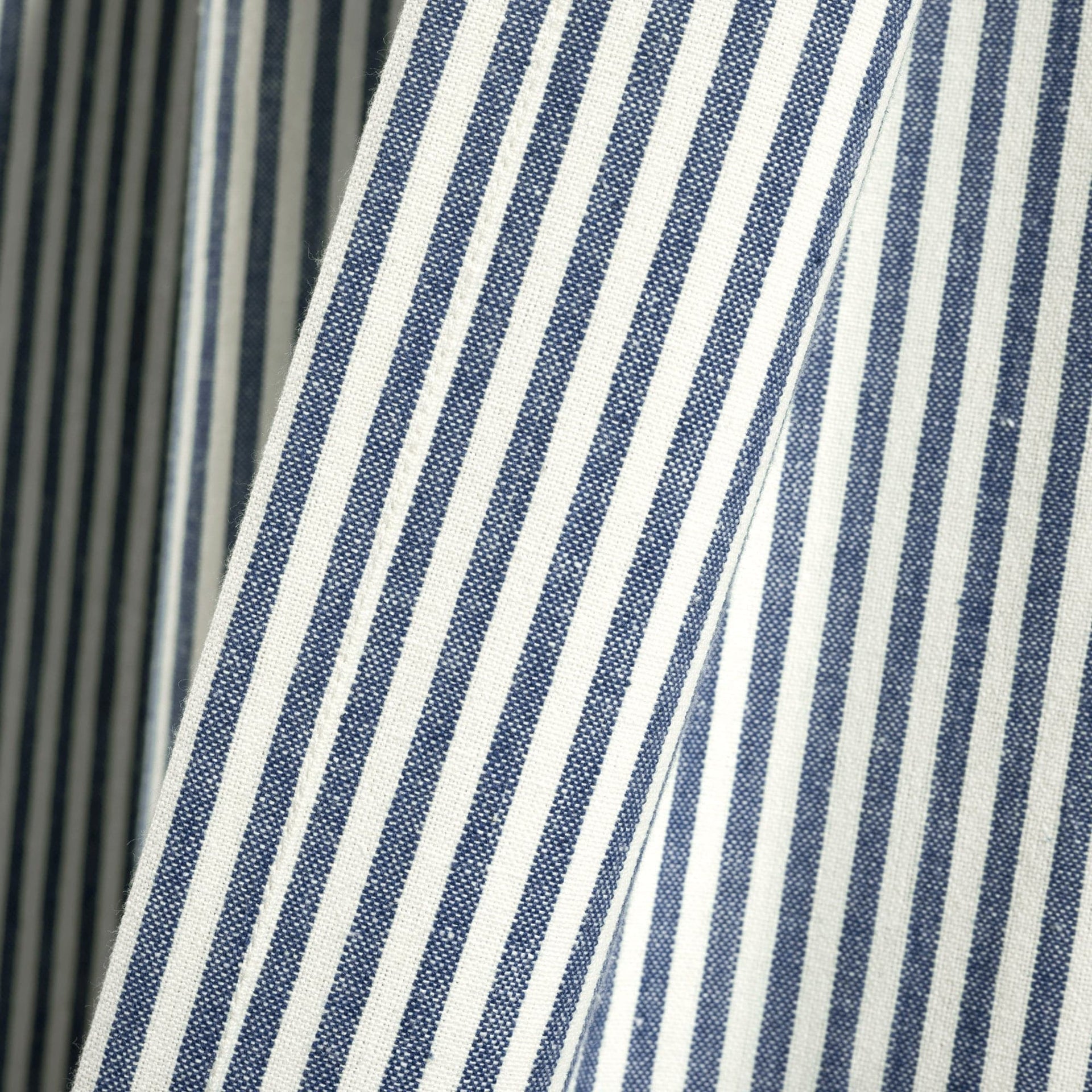 Farmhouse Vintage Stripe Recycled Cotton Blend Window Curtain Panel Set