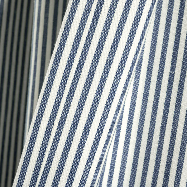 Farmhouse Vintage Stripe Recycled Cotton Blend Window Curtain Panel Set