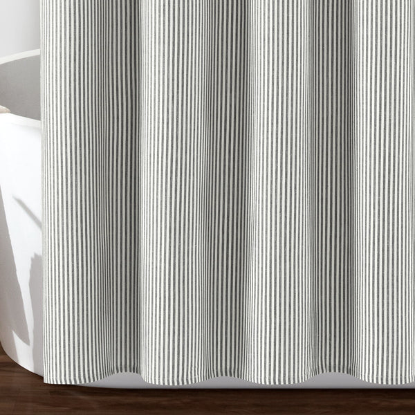 Farmhouse Vintage Stripe Yarn Dyed Recycled Cotton Blend Shower Curtain