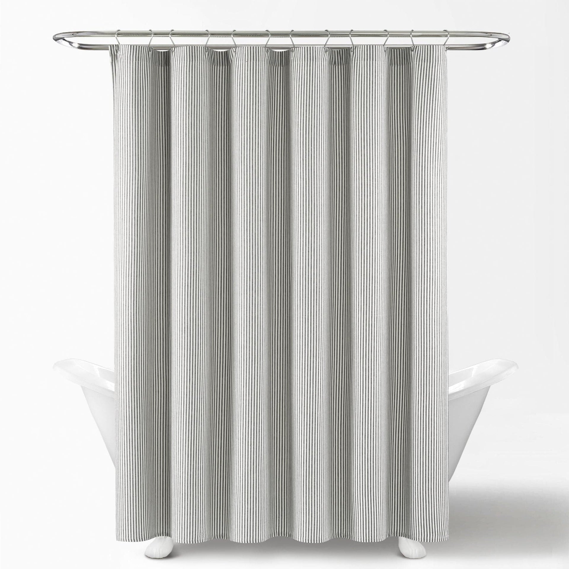 Farmhouse Vintage Stripe Yarn Dyed Recycled Cotton Blend Shower Curtain